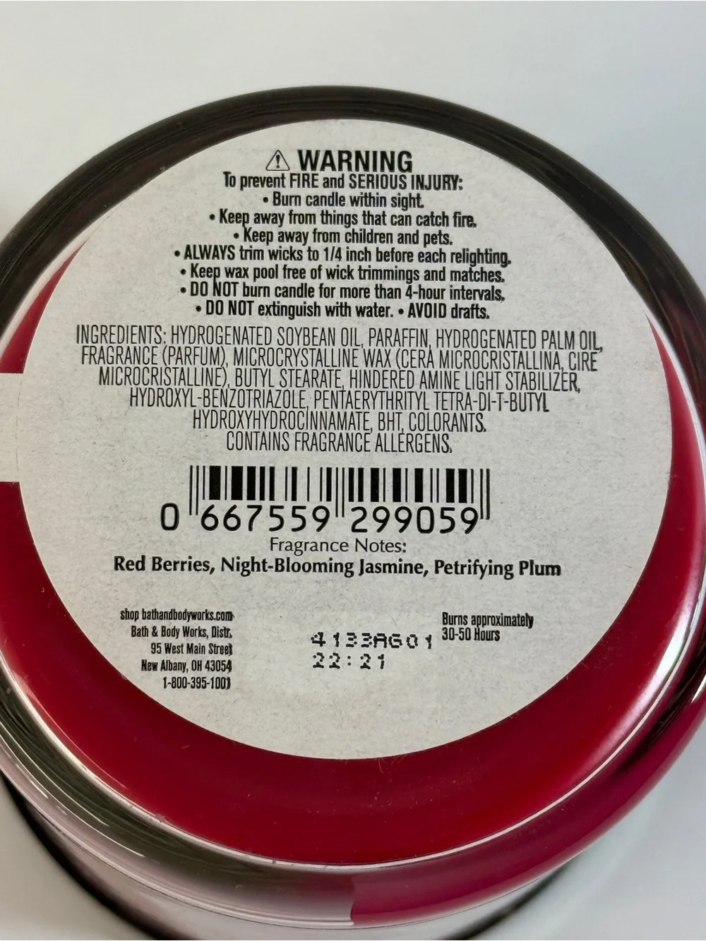 Bath & Body Works VAMPIRE BLOOD single wick candle NEW Jasmine Plum Strawberry